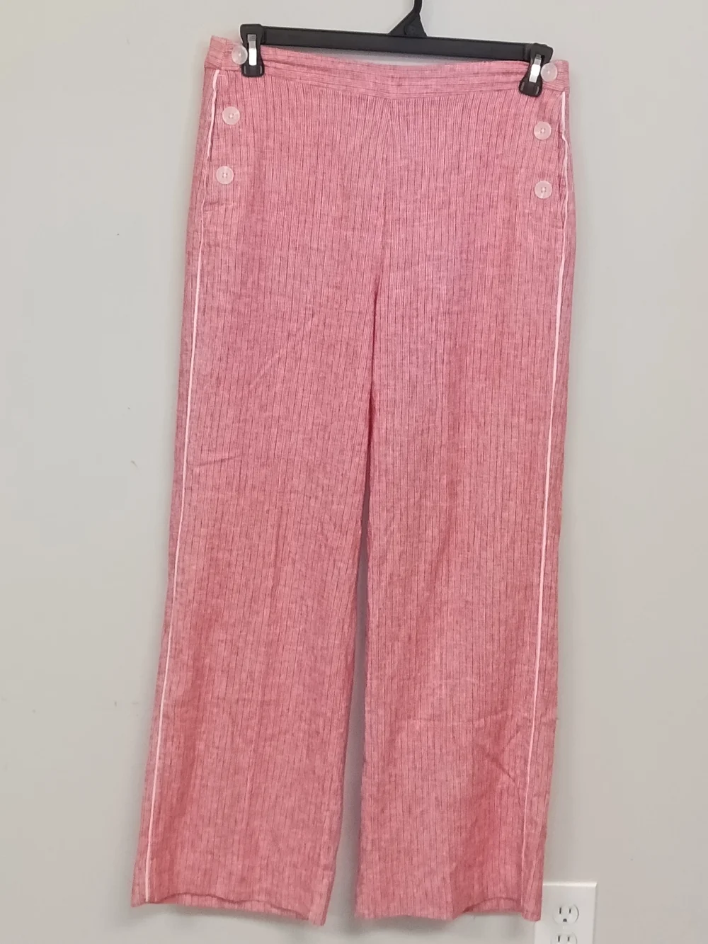 Banana Republic Linen Blend Wide Leg High Waist Nautical Sailor Trouser Pants 8